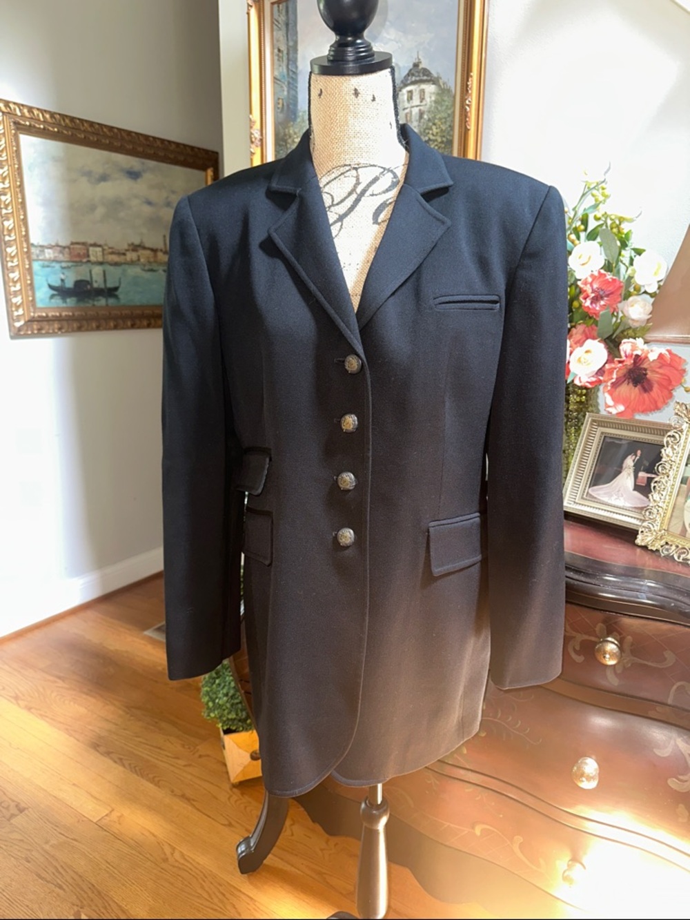 RARE NWOT Lauren Ralph Lauren Black Structured Single-Breasted Blazer Size 14